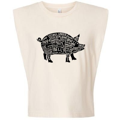 Parts Of Pork Funny Hog Meat Cuts Chefs Cooks Butchers Garment-Dyed Women's Muscle Tee