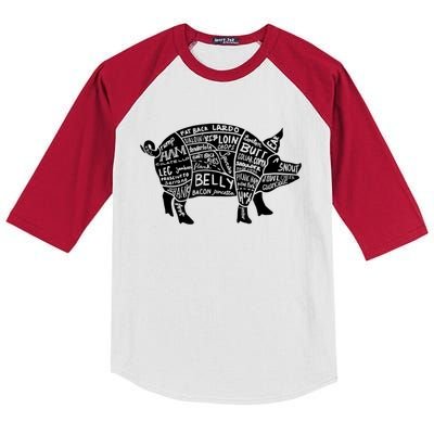 Parts Of Pork Funny Hog Meat Cuts Chefs Cooks Butchers Kids Colorblock Raglan Jersey