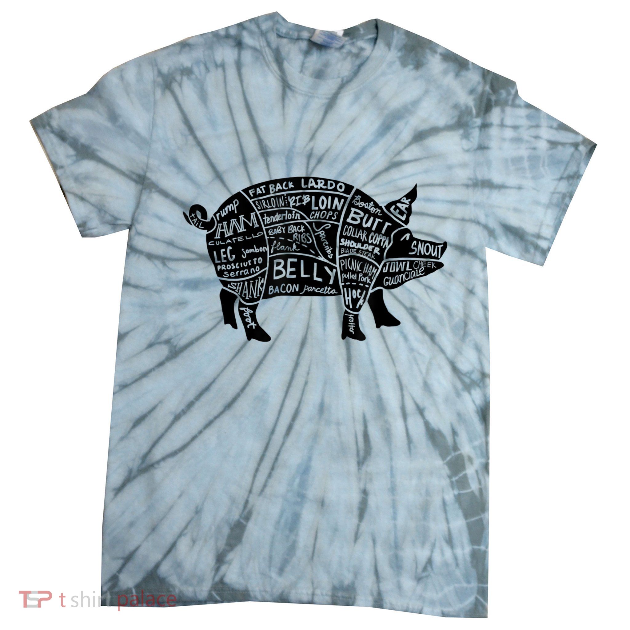 Parts Of Pork Funny Hog Meat Cuts Chefs Cooks Butchers Tie-Dye T-Shirt