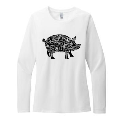 Parts Of Pork Funny Hog Meat Cuts Chefs Cooks Butchers Womens CVC Long Sleeve Shirt