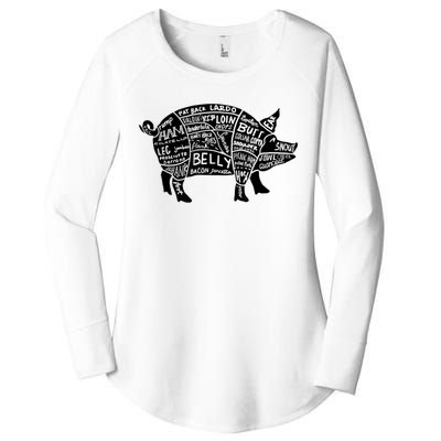 Parts Of Pork Funny Hog Meat Cuts Chefs Cooks Butchers Women's Perfect Tri Tunic Long Sleeve Shirt