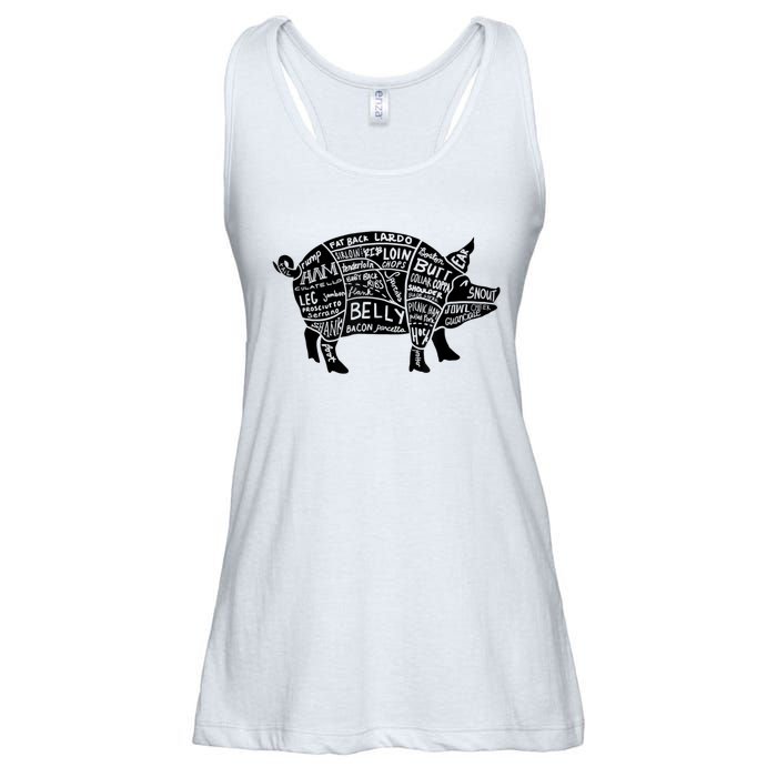 Parts Of Pork Funny Hog Meat Cuts Chefs Cooks Butchers Ladies Essential Flowy Tank