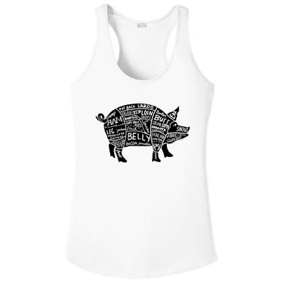 Parts Of Pork Funny Hog Meat Cuts Chefs Cooks Butchers Ladies PosiCharge Competitor Racerback Tank