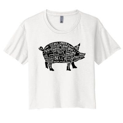 Parts Of Pork Funny Hog Meat Cuts Chefs Cooks Butchers Women's Crop Top Tee