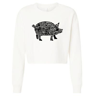 Parts Of Pork Funny Hog Meat Cuts Chefs Cooks Butchers Cropped Pullover Crew