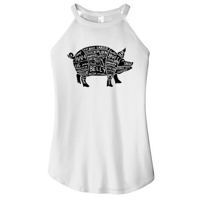 Parts Of Pork Funny Hog Meat Cuts Chefs Cooks Butchers Women's Perfect Tri Rocker Tank