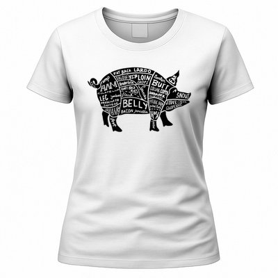 Parts Of Pork Funny Hog Meat Cuts Chefs Cooks Butchers Women's T-Shirt