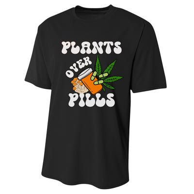 Plants Over Pills Happy 420 Days Stoner Medical Marijuana Plant Medicine Performance Sprint T-Shirt