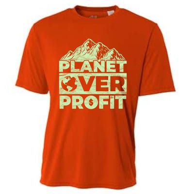 Planet Over Profit Acting Environtally Conscious Gift Cooling Performance Crew T-Shirt