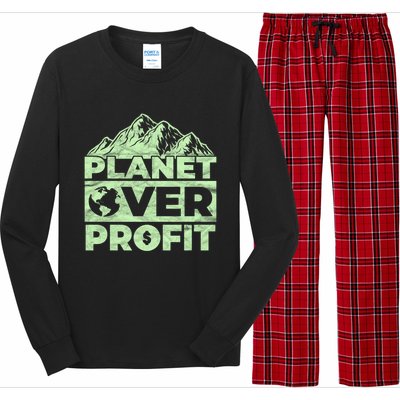 Planet Over Profit Acting Environtally Conscious Gift Long Sleeve Pajama Set