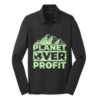 Planet Over Profit Acting Environtally Conscious Gift Silk Touch Performance Long Sleeve Polo