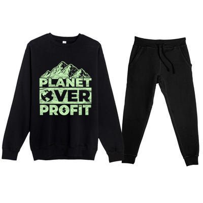 Planet Over Profit Acting Environtally Conscious Gift Premium Crewneck Sweatsuit Set