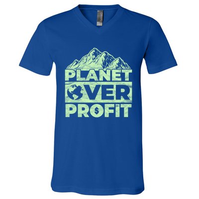 Planet Over Profit Acting Environtally Conscious Gift V-Neck T-Shirt