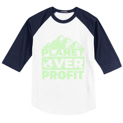 Planet Over Profit Acting Environtally Conscious Gift Baseball Sleeve Shirt