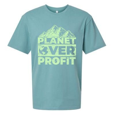 Planet Over Profit Acting Environtally Conscious Gift Sueded Cloud Jersey T-Shirt