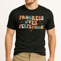 Progress Over Perfection Motivational Teacher Groovy Retro Performance Shirt