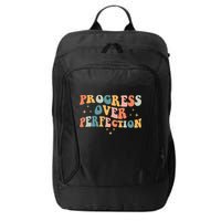 Progress Over Perfection Motivational Teacher Groovy Retro City Backpack