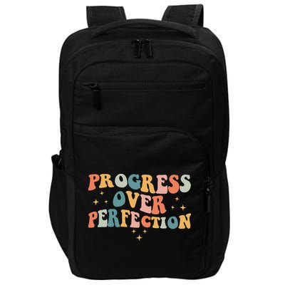 Progress Over Perfection Motivational Teacher Groovy Retro Impact Tech Backpack