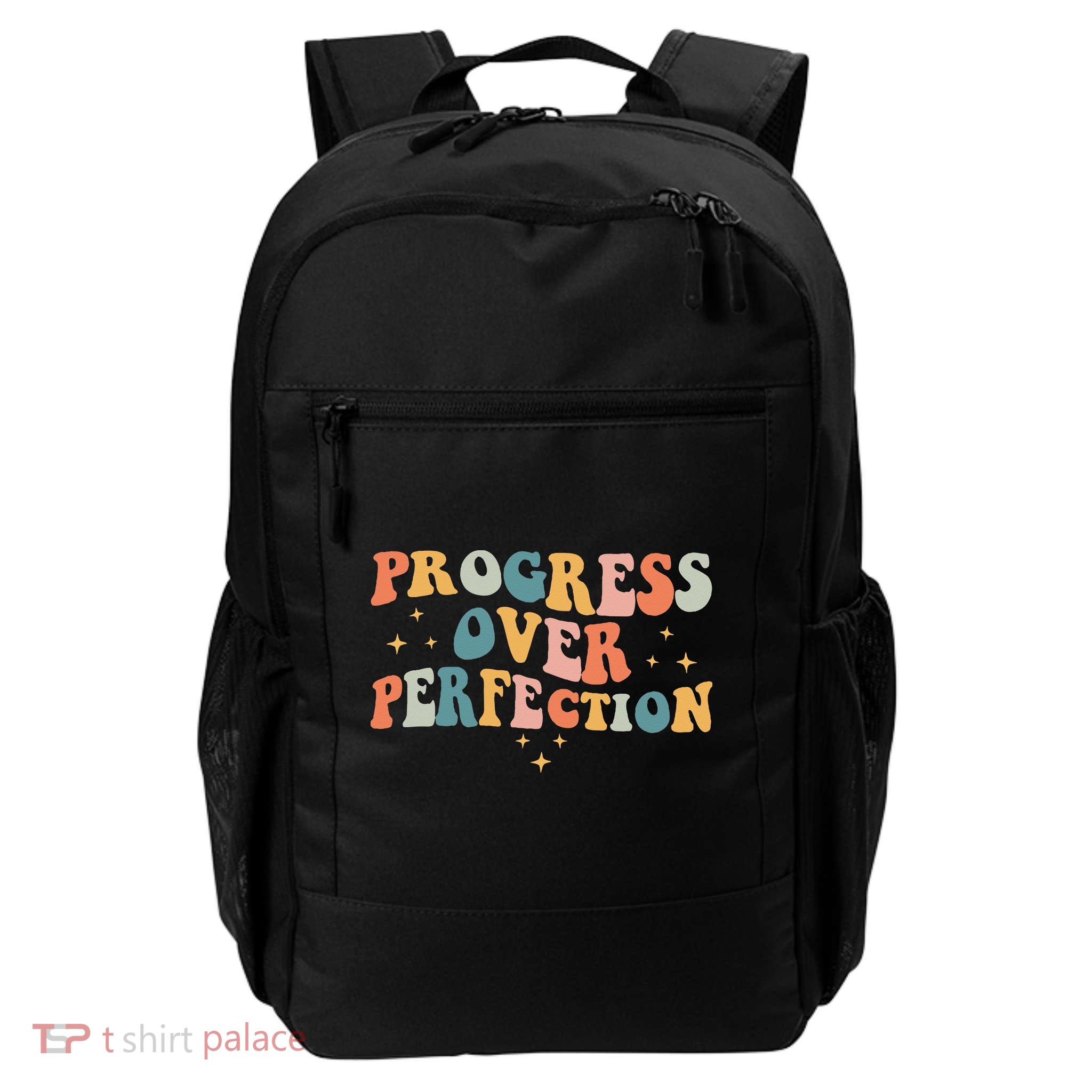 Progress Over Perfection Motivational Teacher Groovy Retro Backpack