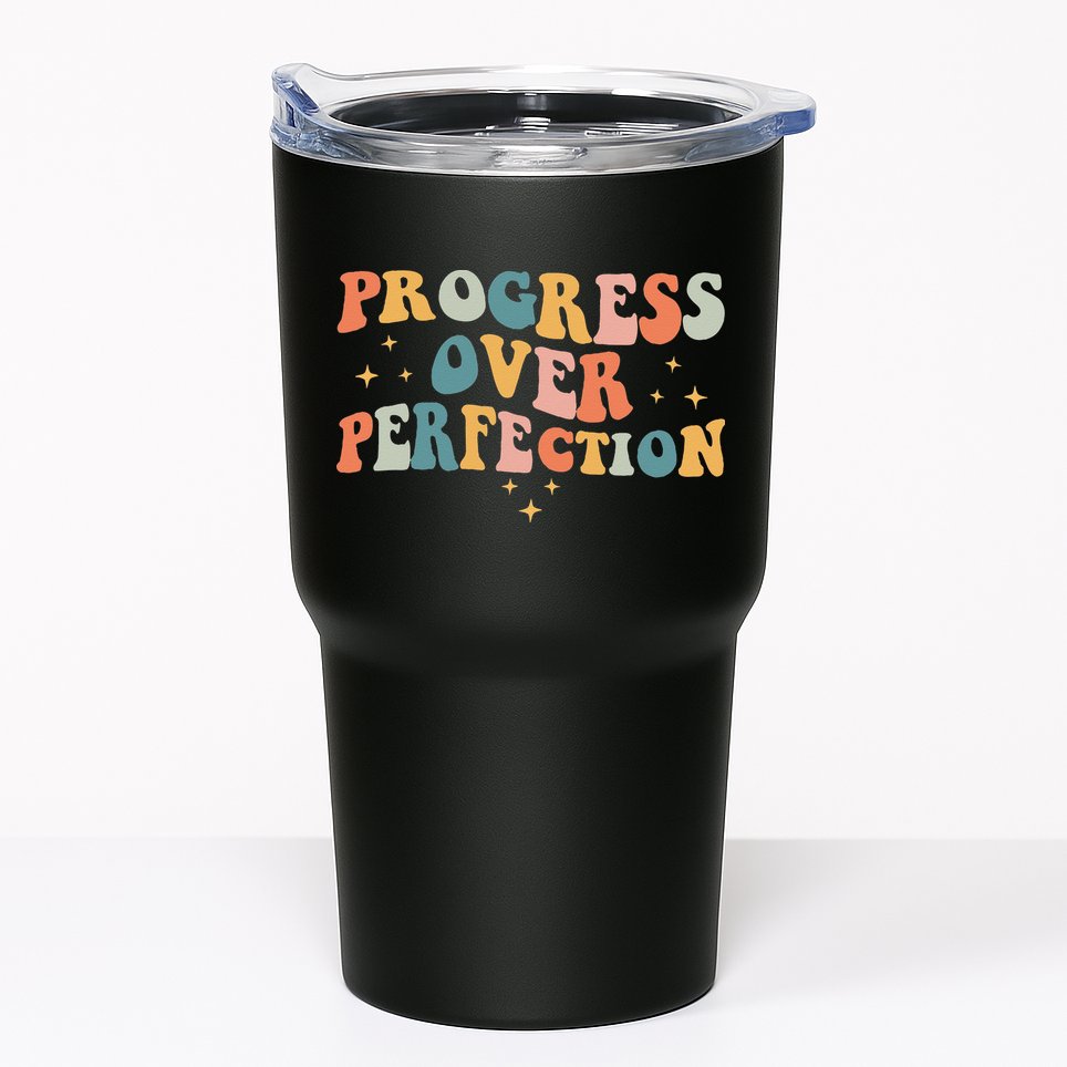 Progress Over Perfection Motivational Teacher Groovy Retro Tumbler