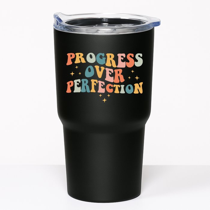 Progress Over Perfection Motivational Teacher Groovy Retro Tumbler