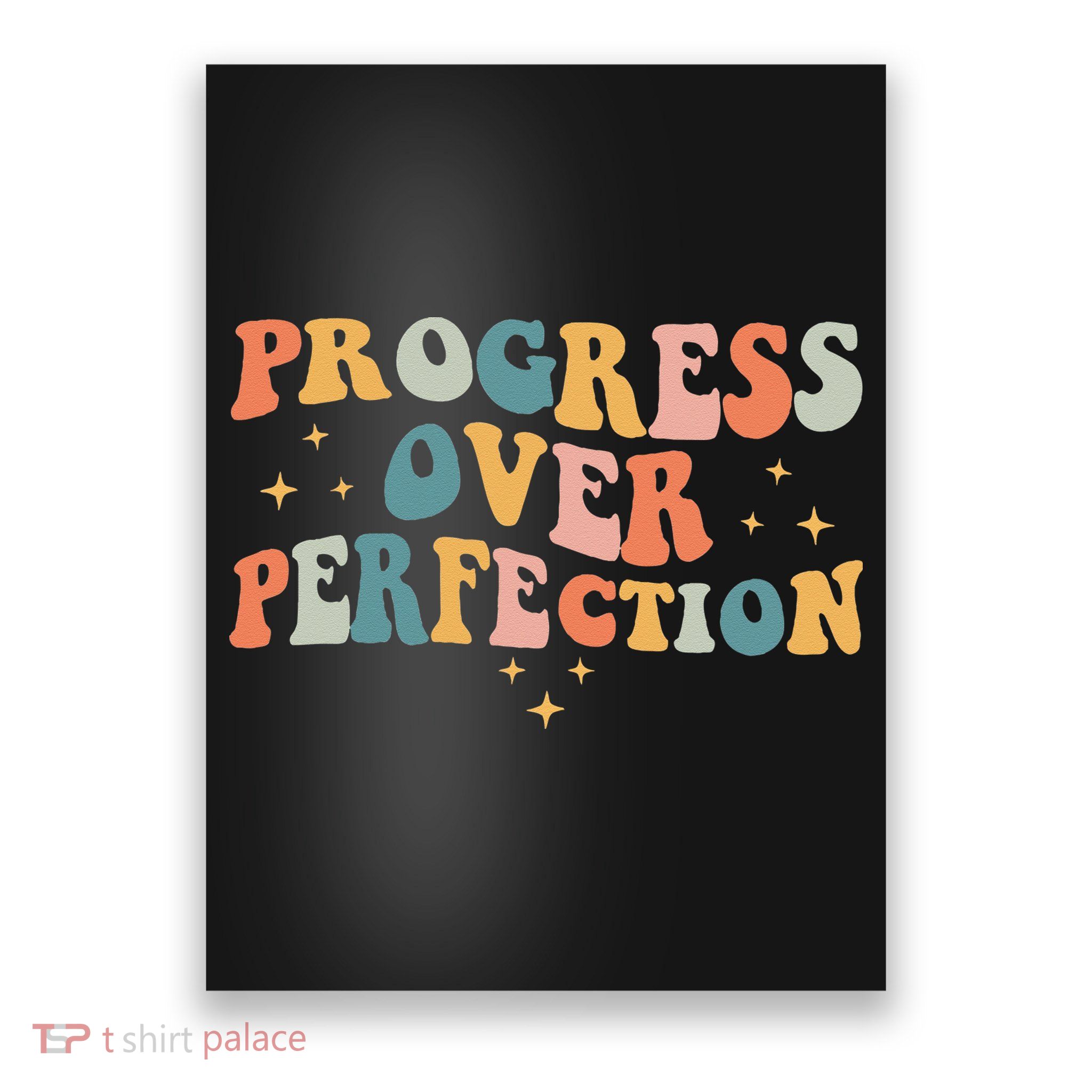 Progress Over Perfection Motivational Teacher Groovy Retro Poster