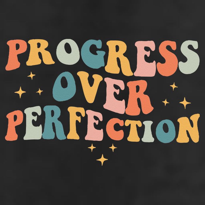 Progress Over Perfection Motivational Teacher Groovy Retro 25L Jumbo Tote