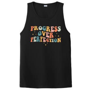 Progress Over Perfection Motivational Teacher Groovy Retro PosiCharge Competitor Tank