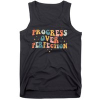 Progress Over Perfection Motivational Teacher Groovy Retro Tank Top