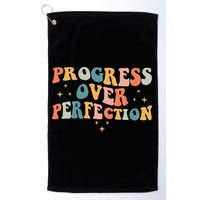 Progress Over Perfection Motivational Teacher Groovy Retro Golf Towel