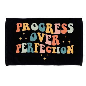 Progress Over Perfection Motivational Teacher Groovy Retro Microfiber Hand Towel