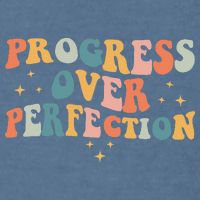 Progress Over Perfection Motivational Teacher Groovy Retro Garment-Dyed Sweatshirt
