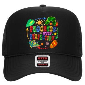 Progress Over Perfection Teacher High Crown Mesh Back Trucker Hat