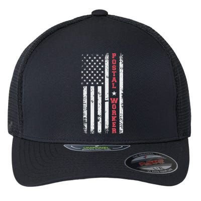 Post Office Patriotic Postal Worker American Flag Gift Flexfit Unipanel Trucker Cap