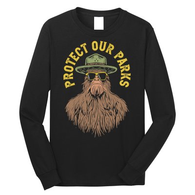 Protect Our Parks! Sasquatch Park Ranger Funny Bigfoot Long Sleeve Shirt