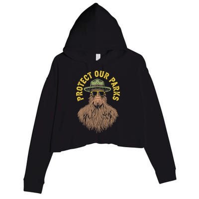 Protect Our Parks! Sasquatch Park Ranger Funny Bigfoot Crop Fleece Hoodie