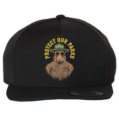 Protect Our Parks! Sasquatch Park Ranger Funny Bigfoot Wool Snapback Cap