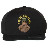 Protect Our Parks! Sasquatch Park Ranger Funny Bigfoot Wool Snapback Cap