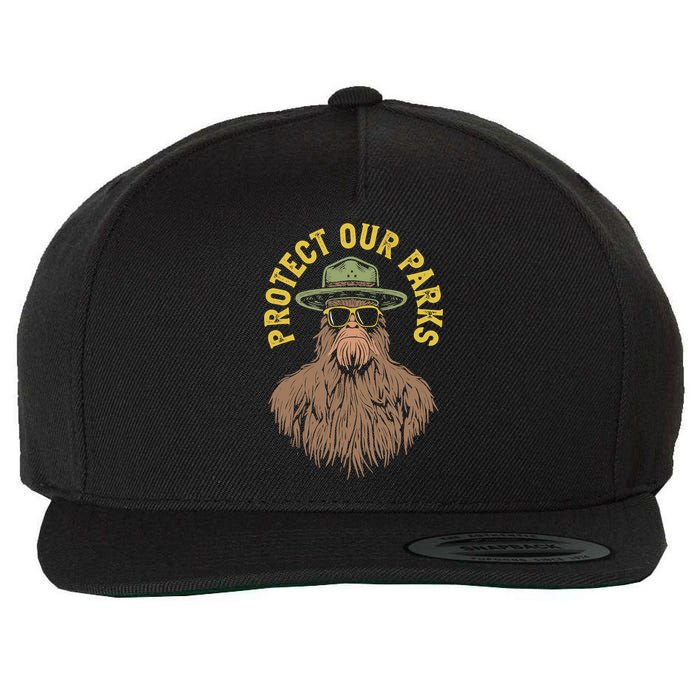 Protect Our Parks! Sasquatch Park Ranger Funny Bigfoot Wool Snapback Cap