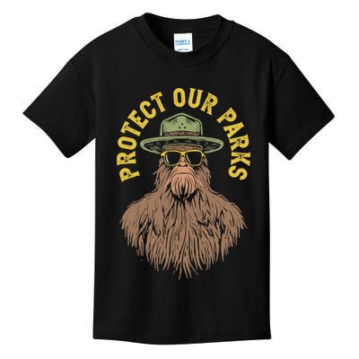 Protect Our Parks! Sasquatch Park Ranger Funny Bigfoot Kids T-Shirt