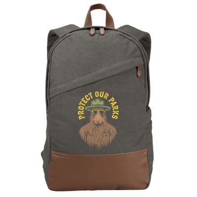Protect Our Parks! Sasquatch Park Ranger Funny Bigfoot Cotton Canvas Backpack