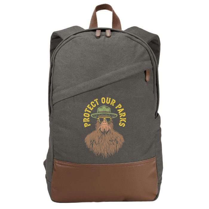 Protect Our Parks! Sasquatch Park Ranger Funny Bigfoot Cotton Canvas Backpack