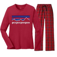 Peepeepoopoo Outdoors Pee Pee Poo Poo Funny Fathers Day Women's Long Sleeve Flannel Pajama Set 