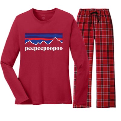 Peepeepoopoo Outdoors Pee Pee Poo Poo Funny Fathers Day Women's Long Sleeve Flannel Pajama Set 