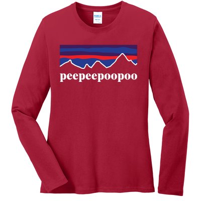 Peepeepoopoo Outdoors Pee Pee Poo Poo Funny Fathers Day Ladies Long Sleeve Shirt