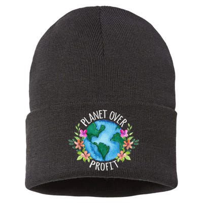 Planet Over Profit Save The Earth Campaign Awareness Sustainable Knit Beanie