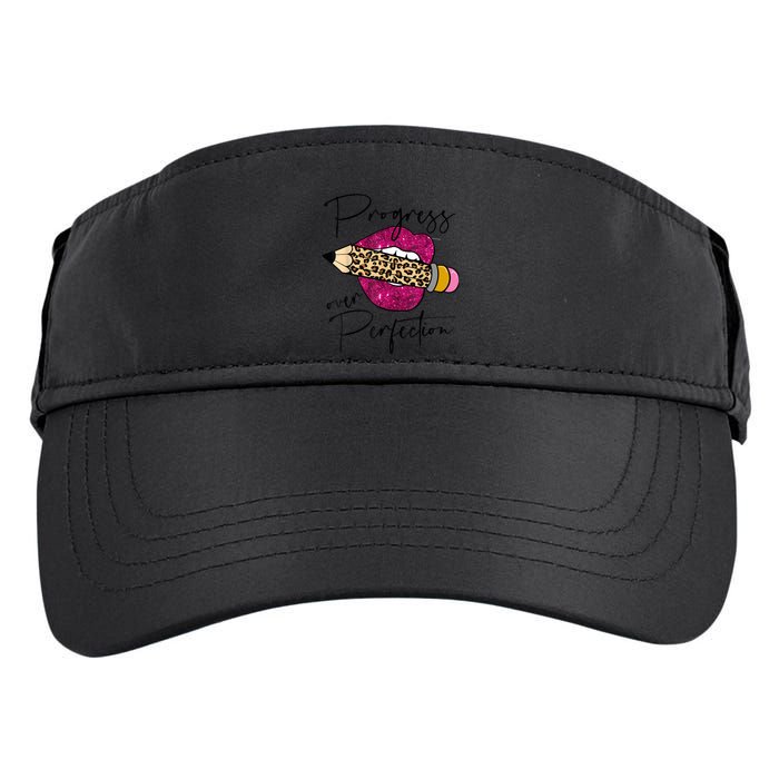 Progress Over Perfection Leopard Pencil Motivational Teacher Adult Drive Performance Visor