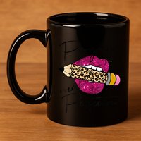 Progress Over Perfection Leopard Pencil Motivational Teacher 11oz C Handle Ceramic Mug