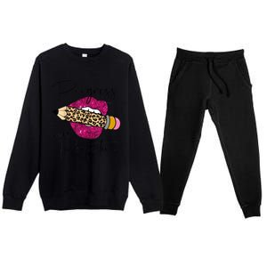 Progress Over Perfection Leopard Pencil Motivational Teacher Premium Crewneck Sweatsuit Set