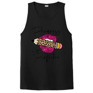 Progress Over Perfection Leopard Pencil Motivational Teacher PosiCharge Competitor Tank